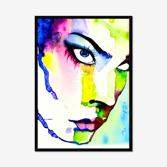 Abstract Face Wall Art Print featuring a vibrant mix of colors and shapes, perfect for modern home decor.