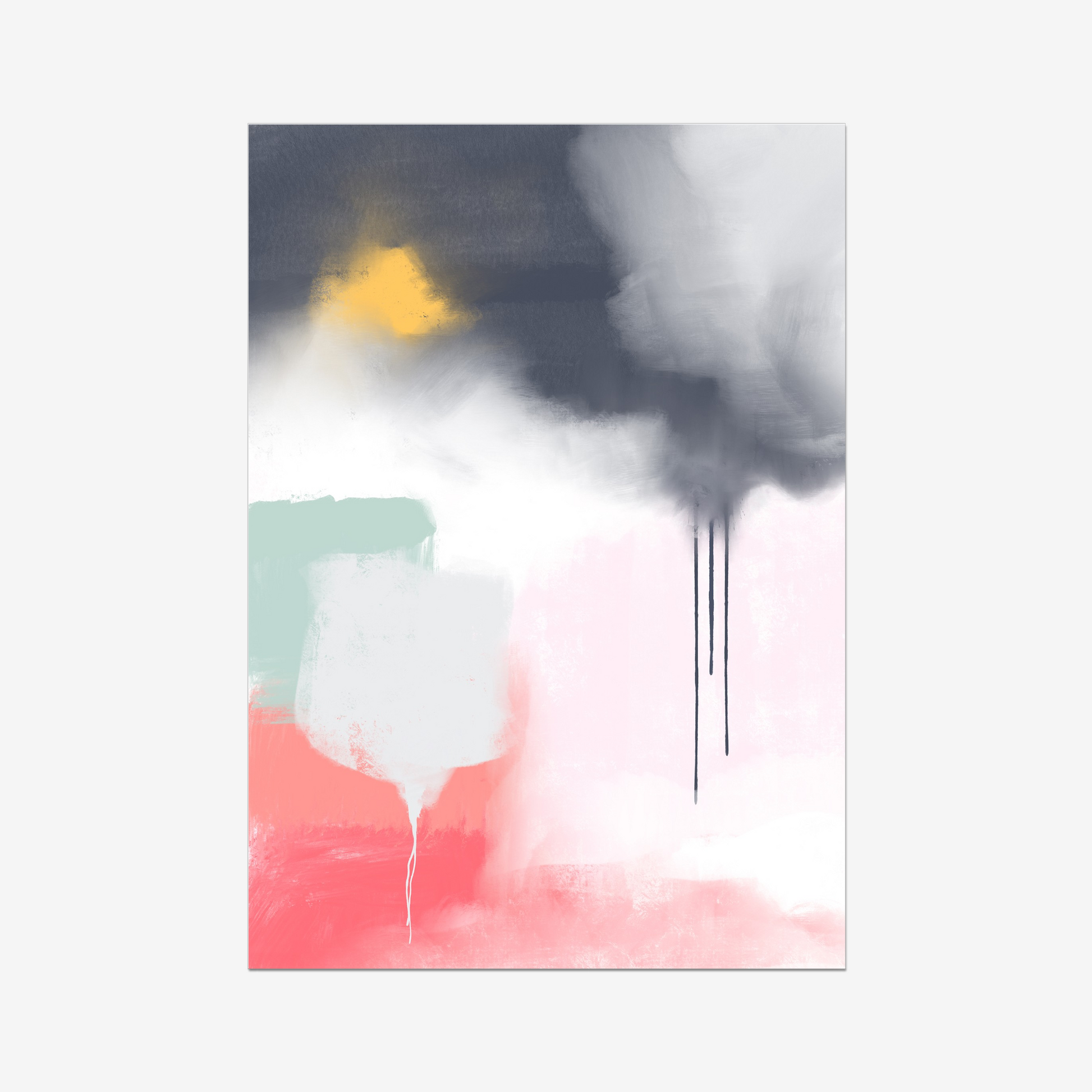 Abstract storm art piece featuring a blend of pastel tones and textured strokes.