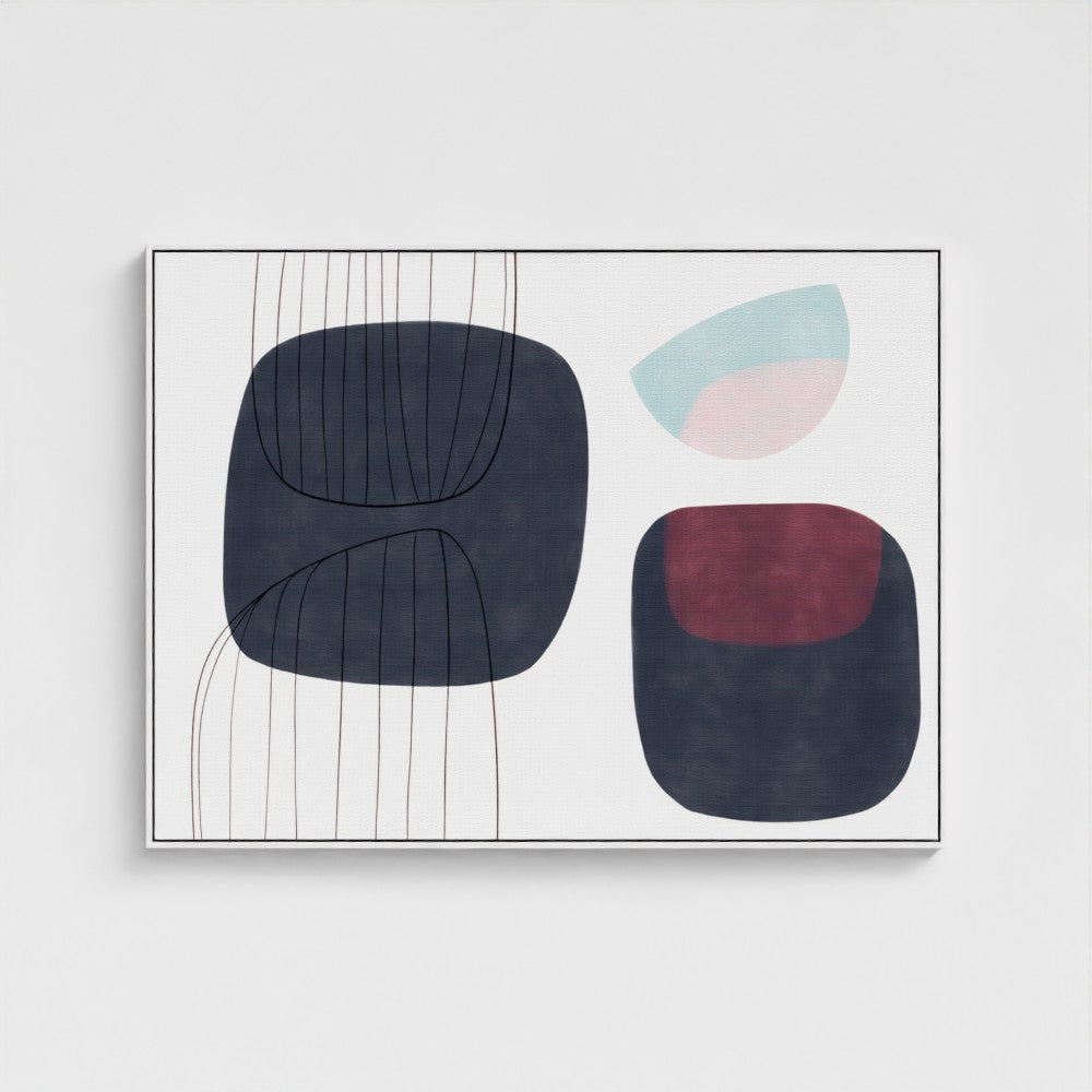 Elegant 38mm framed canvas artwork displayed in a modern living room.