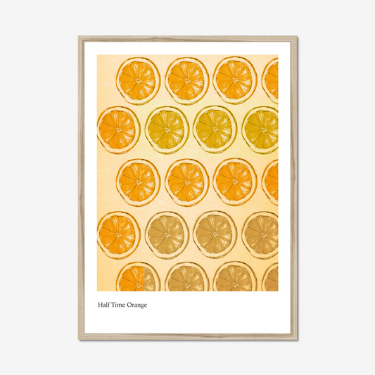 "Half Time Orange Art Print by Dan Weichmann, featuring bold orange hues and dynamic abstract composition, perfect for modern home decor."