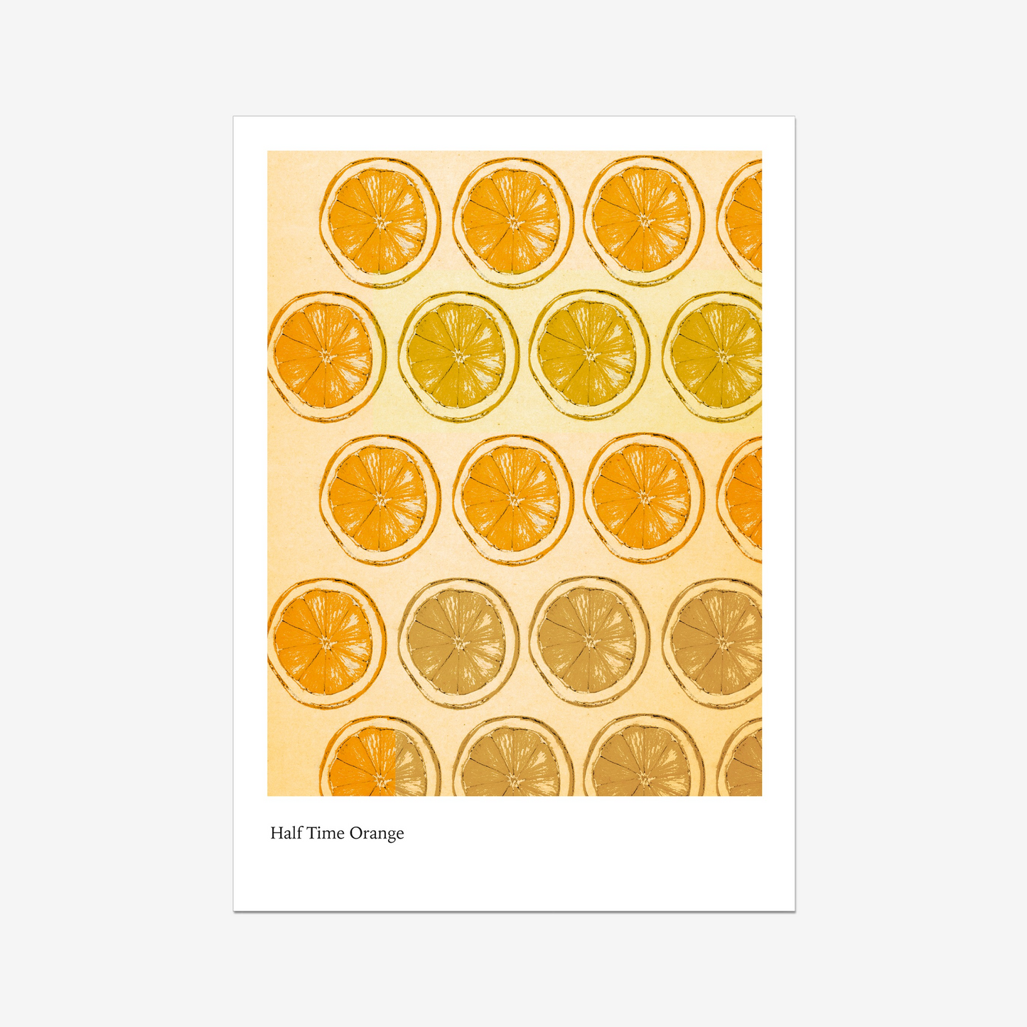 "Half Time Orange Art Print by Dan Weichmann, featuring bold orange hues and dynamic abstract composition, perfect for modern home decor."