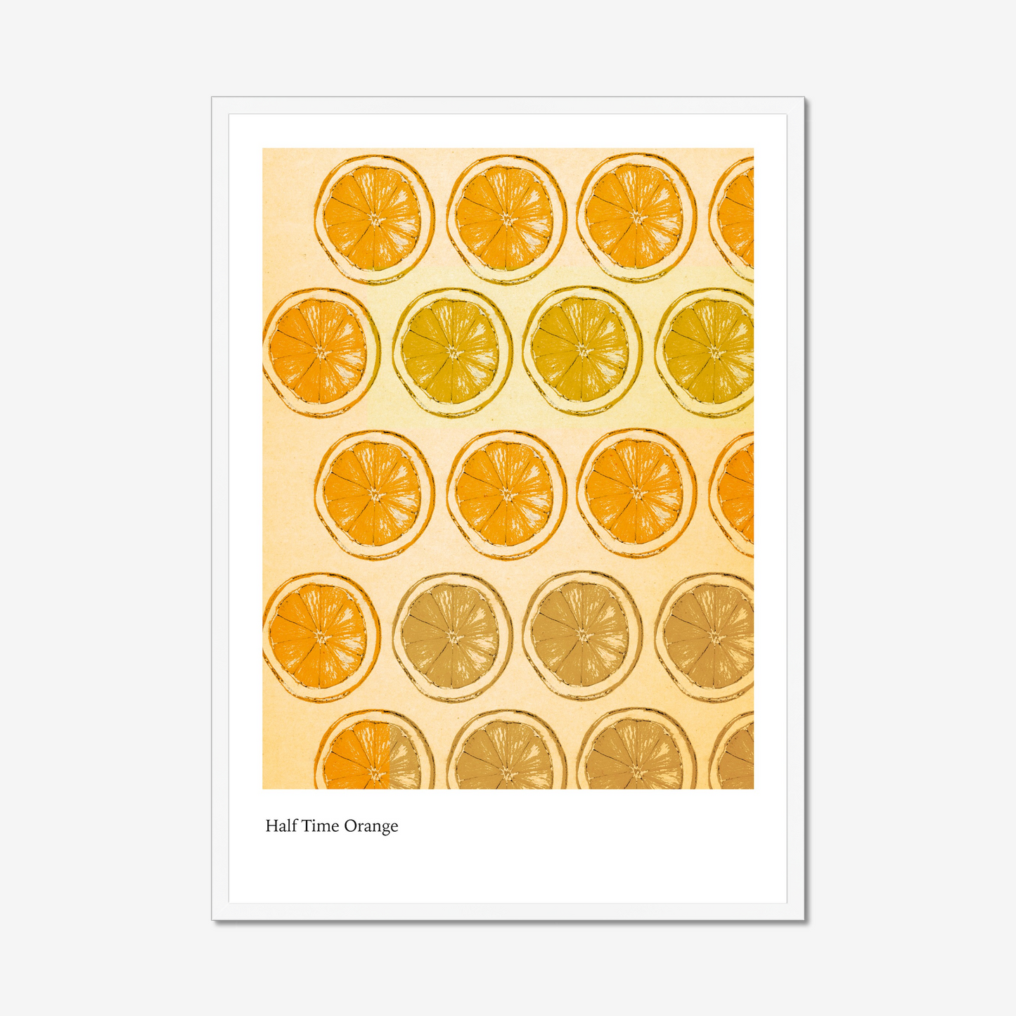 "Half Time Orange Art Print by Dan Weichmann, featuring bold orange hues and dynamic abstract composition, perfect for modern home decor."