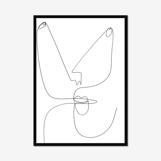 "Minimalist Abstract Line Drawing Face Art Print featuring a continuous black line illustration of a human face on a white background, showcasing elegance and simplicity."