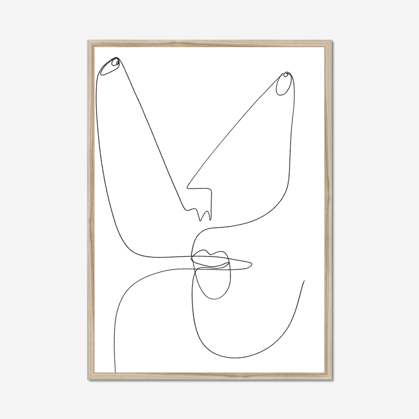 "Minimalist Abstract Line Drawing Face Art Print featuring a continuous black line illustration of a human face on a white background, showcasing elegance and simplicity."