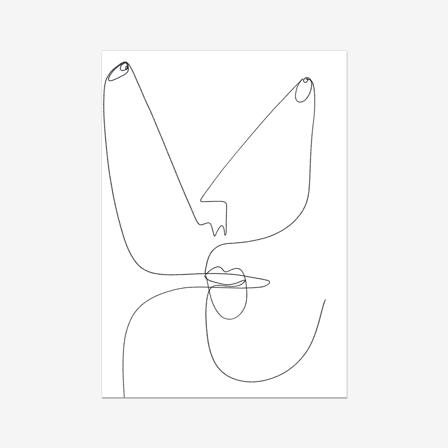 "Minimalist Abstract Line Drawing Face Art Print featuring a continuous black line illustration of a human face on a white background, showcasing elegance and simplicity."