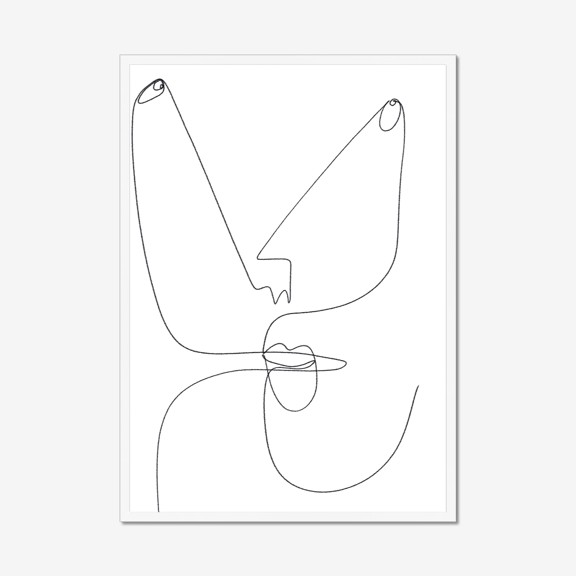 "Minimalist Abstract Line Drawing Face Art Print featuring a continuous black line illustration of a human face on a white background, showcasing elegance and simplicity."
